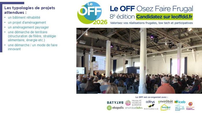 Lancement AAP du OFF 2026, Osez Faire Frugal ! (candidatures > 23 mars)