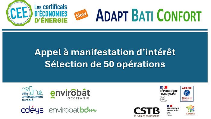 Programme CEE Adapt Bâti Confort – AMI – Sélection de 50 opérations